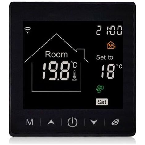Thermostat WiFi électrique programmable pour Tuya, thermostat intelligent pour chambre numérique à économie d'énergie (noir 16 A) (1/5)
