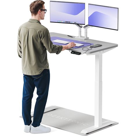 Desktronic Bureau assis debout HomeOne - 120x60cm - Blanc/Gris