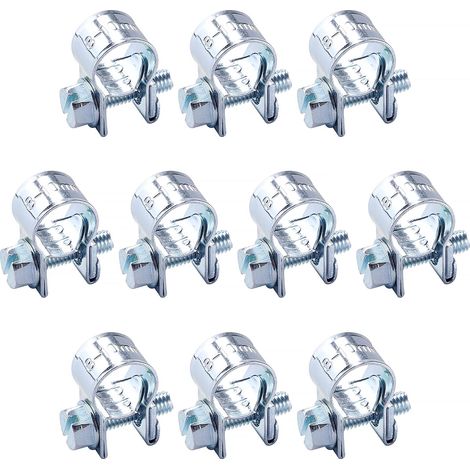 10 Pièces 8-10 mm Mini Colliers de Serrage, Galvanisé Colliers de Serrage D'Injection de Carburan, Réglables Collier Durite, pour Conduite de Carburant, Tuyau D'éChappement (1/5)