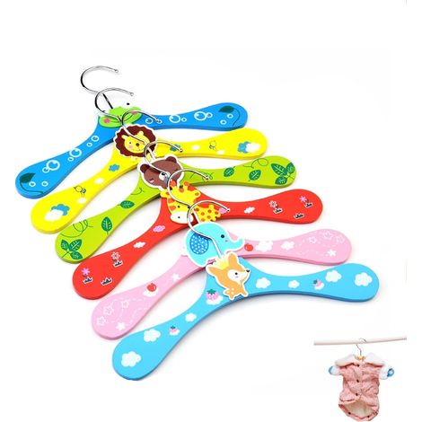 Lot de 6 cintres en bois pour enfants, cintres bébé robustes pour dressing (1/3)