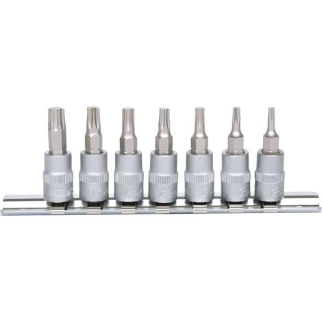 Kstools – Jeu de douilles Torx 1/4' 7 pièces T10-T40 – Acier chromé vanadium – Finition satinée – Normes DIN 3120, ISO 1174 (1/4)