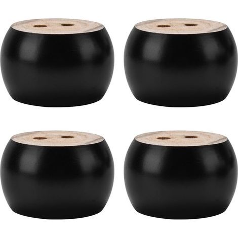 Jeu de 4 pieds de meubles en bois massif tourné noir de 5 cm, vis non comprises, pour canapés, armoires et fauteuils de relaxation. (1/4)