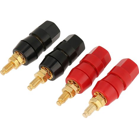Lot de 4 bornes de connexion audio noires et rouges pour adaptateur de prise banane