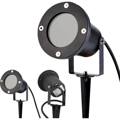 2 focos de jardín con estaca y bombilla LED GU10