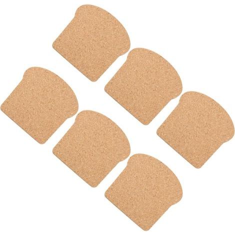 Dessous De Verre en Liège Anti-brûlure, Lot De 6 Pièces, Isolation Thermique, Absorption d'eau, Design Pain De Mie, pour Usage Domestique, Protection De Table Écologique (1/5)