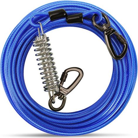 Guinzaglio di richiamo, 3 metri, guinzaglio per cani resistente agli strappi con ammortizzatore e gancio girevole, per cani di piccola/grande taglia, colore lino da giardino (1/5)