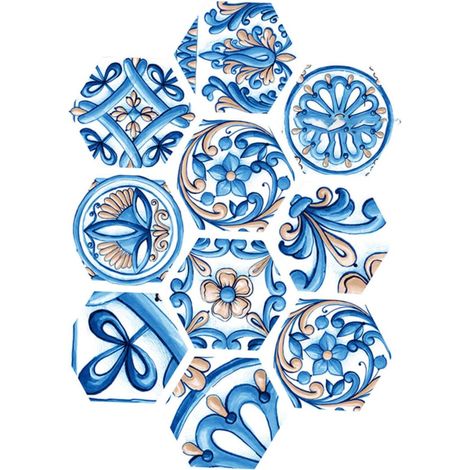 Autocollant Hexagonal en Carrelage Bleu 10 Pièces Autocollant de Sol en Pvc Auto-adhésif Imperméable sans Résidu pour Décoration Murale et Sol (1/5)