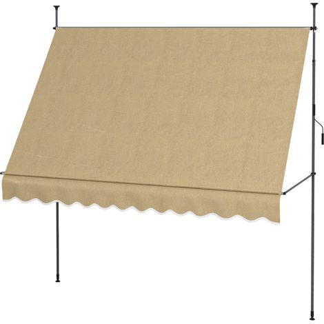 Toldo retráctil con manivela 300x120x210-300 cm ajustable, impermeable, anti-UV beige (1/5)