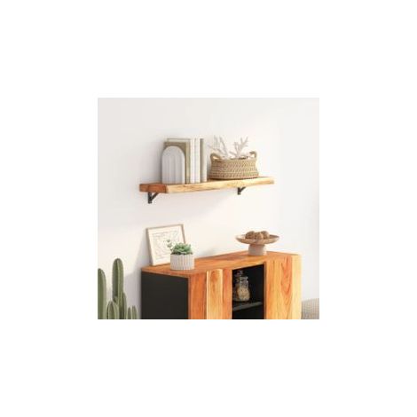 Étagère murale rectangulaire massif acacia bordure assortie (1/5)