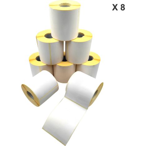 Koem 8 rouleaux de 400 Etiquettes Adhe'sives Blanches Thermique Directe 105x148 mm trou central 40 mm compatibles pour imprimantes type Zebra Citizen Tsc Bianco X 8