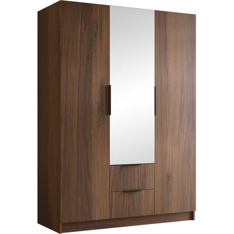 Armario Closico Calvron II, Nogal, 216x150x60cm, Puertas de armario: Con bisagras, Número de estantes: 0