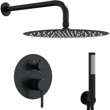 Verdecktes Duschsystem (Rund) Schwarz Edelstahl 201 vidaXL (1/5)