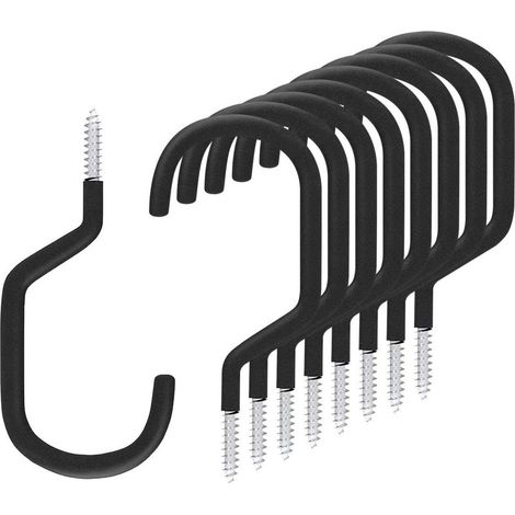 Crochet de vélo rack de crochet de rangement, revêtement en caoutchouc lourd grand crochet à vis pour mur de garage et de stockage de vélo de plafond, crochet utilitaire 8pcs (noir) (1/5)