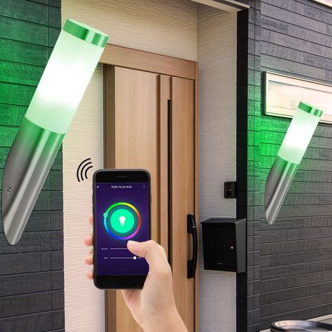 Ensemble de 2 applications de commande vocale de lampe de terrasse pour applique murale extérieure intelligente dans un ensemble comprenant des ampoules LED RVB