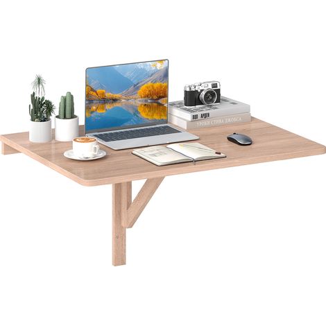 COSTWAY Wall Mounted Folding Table 80x60cm Drop-Leaf Floating Writing Desk (1/5)
