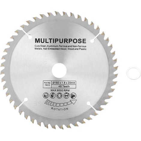48-tooth carbide circular saw blade for precise cutting, machine tool accessory. (1/5)
