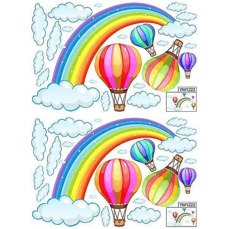Set mit 2 Regenbogenwolken-Wandaufklebern (1/3)