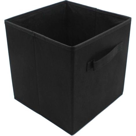 Boîte de rangement pliable en tissu noir, 27 cm de large x 27 cm de long x 28 cm de haut, sans couvercle, type tiroir, 1 pièce (1/5)