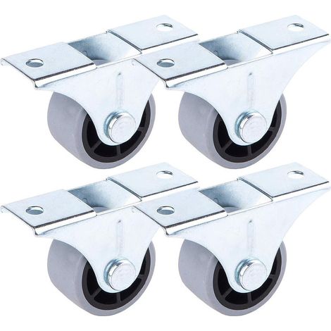 QAZQA Lot de 4 petites roulettes de 25 mm en caoutchouc pour meubles, non pivotantes, non plastiques, appareils et équipements (4, Ø 25 mm/25 kg) (1/5)