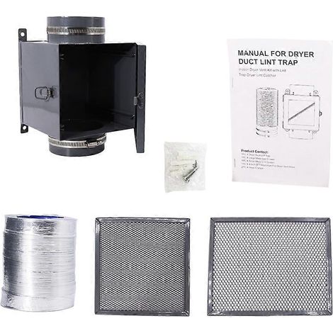 Piège à peluches pour conduit de sécheuse, kit de ventilation intérieure avec tuyau d'évacuation, piège à peluches pour sécheuses à vêtements - Récupérateur de peluches pour sécheuse (1/5)