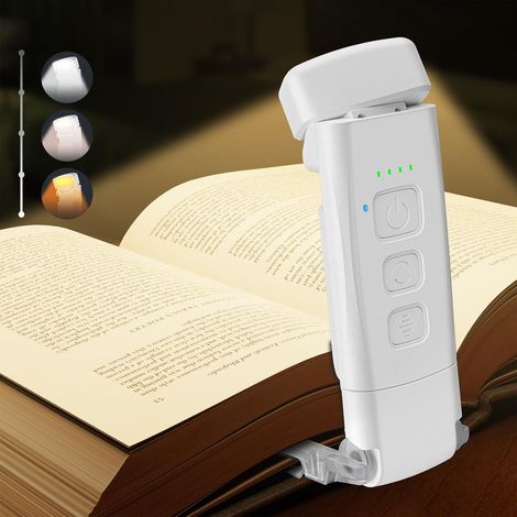 Blanc Lumière de lecture Eye Care, 3 couleurs & 5 niveaux de luminosité réglables, Liseuse Lampe pour livres au lit (1/5)