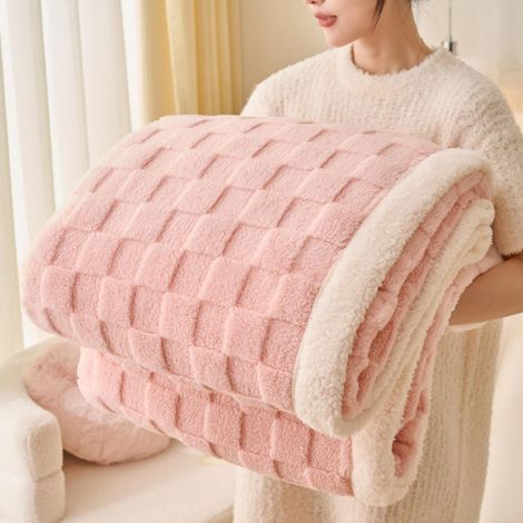 Couverture Jetable - Velours De Corail Double Couche - Pour Canapé Bureau Sieste Déjeuner Extérieur - 1 Pièce