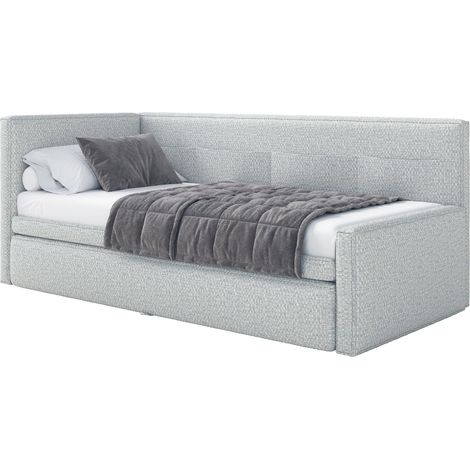 Selsey Nesmi - Lit rembourré - 90x200 cm - tissu tressé Bleu clair (1/5)