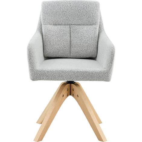 Set di 2 sedie da pranzo girevoli con schienale alto, velluto grigio chiaro e gambe in legno (1/5)