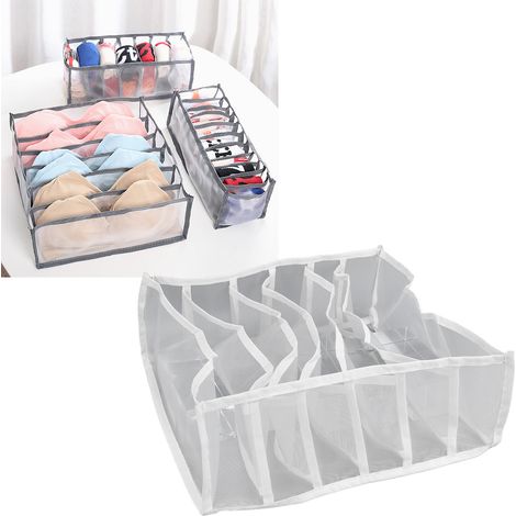 Boîte de Rangement pour Sous-vêtements Respirante et Pliable - Organisateur de Tiroir à 6 Compartiments pour Soutiens-gorge et Chaussettes (1/5)