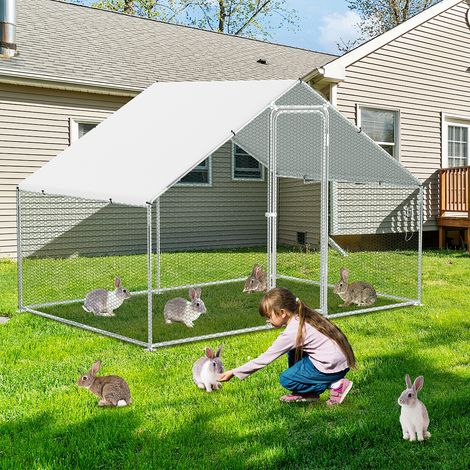 Jiubiaz Freilaufgehege 3x2x2m - Hühnerstall aus Metall begehbar mit 6 m² Lauffläche, Tür & Riegel - Freigehege für Hühner, Kleintiere & Pflanzen (1/5)