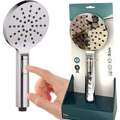 Doccino Doccetta Rotondo Ø120mm con 3 Getti in ABS Anticalcare Attacco 1/2" (1/5)