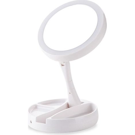 Nazalus-Hot Sale-Kosmetikspiegel, LED-Make-up-Spiegel, 10-fache Vergrößerung und 1 x doppelseitig, wiederaufladbarer beleuchteter Spiegel mit USB-Kabel, faltbar zur Aufbewahrung, tragbar für Zuhause u