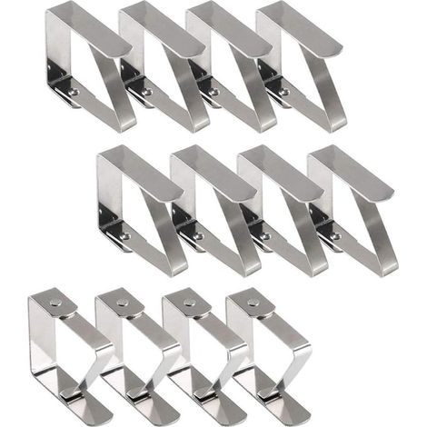 12 Pince Nappe Extérieur en Acier Inoxydable, Clips Anti-Glissant, Fixation Table 10-30mm