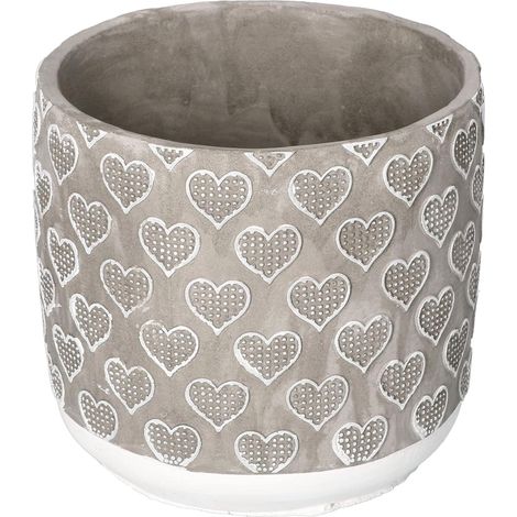 KOTARBAU Pot de fleurs décoratif en argile - Diamètre : 13 cm - Motif cœur (gris) (1/5)