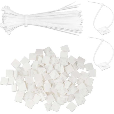 250 attaches de câble auto-adhésives (4,8 x 200 mm) avec base (1/4)