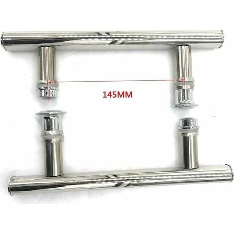 2x verchromte Duschtürgriffe, 145 mm Mittenabstand (1/2)