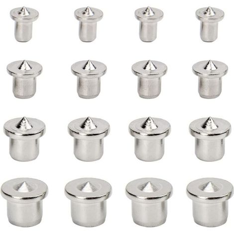 16 pièces Alignement de Bois Pointe Centrage de Goujon Outil de Centrage de Goujon pour le Travail du Bois au Centre de la Goupille, 6 mm 8 mm 10 mm 12 mm (Solide)