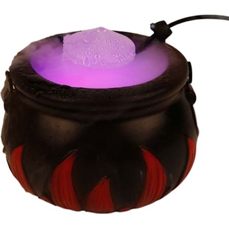 LYERCW - Chaudron de sorcière d'Halloween, chaudron lumineux électrique avec lumières LED et capteur de niveau d'eau bas pour un effet lumineux à changement de couleur, chaudron fumant (1/5)
