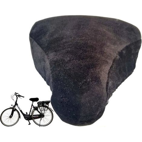 Funda para sillín de bicicleta,21cm-27cm,Almohadilla de sillín de felpa,Funda de sillín cómoda,Negro (1/5)