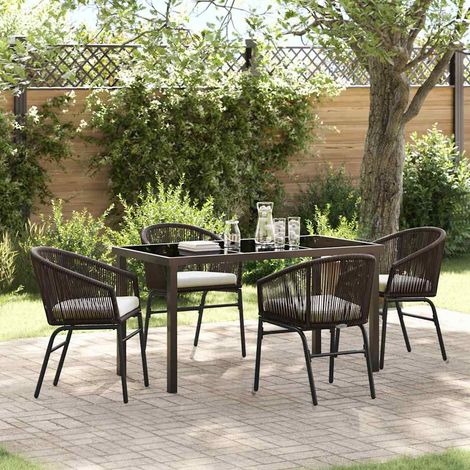 Garten Essgruppe 5 pcs Braun Pulverbeschichteter Stahl (1/5)