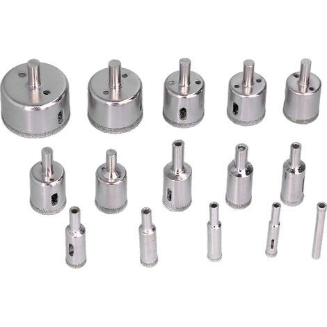 Lot de 15 trépans diamantés pour marbre, ouverture de trous 6-50mm, grande force de torsion, vitesse de perçage rapide (1/5)