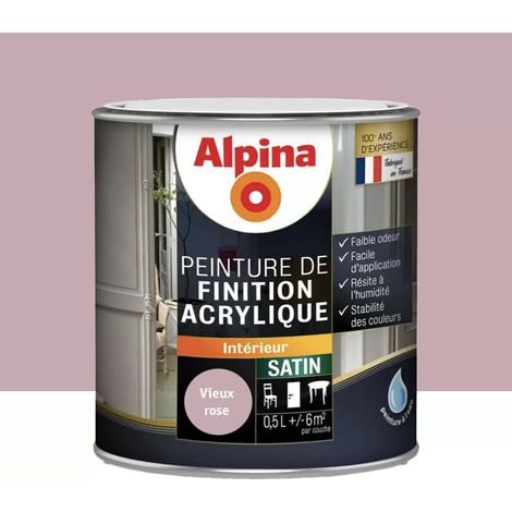 Peinture de finition boiseries intérieures acrylique Alpina Satin Vieux rose 0,5 L (1/2)