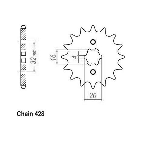 Pignon TT Beta-Yamaha - 428 - 13 Dents - Similaire JTF1550 - Made in Germany
