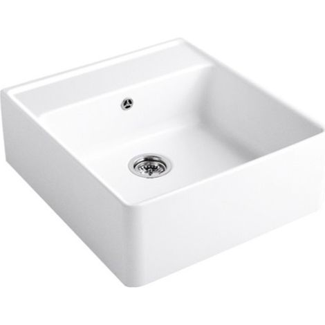 Villeroy & Boch – Évier timbre office 1 bac blanc en céramique CeramicPlus – Vidage automatique – Résistant au calcaire et aux produits ménagers