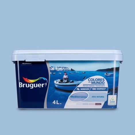 Bruguer Colores del Mundo Pintura para paredes monocapa Mediterráneo Azul Natural 4 L