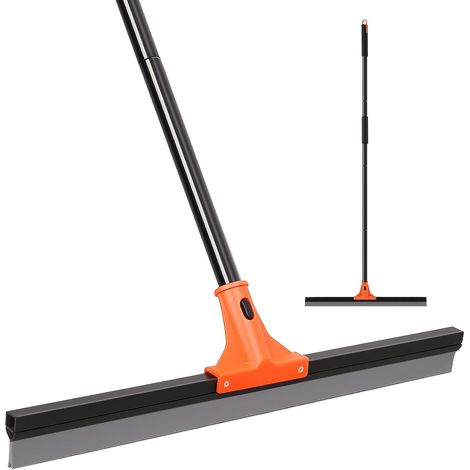 Raclette de sol robuste, grande raclette de sol de 60 cm avec balai et manche long de 150 cm, balai racloir de sol en caoutchouc pour garage, carrelage, terrasse, salle de bain, extérieur, fenêtre (1/5)