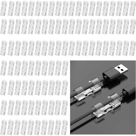 Lot de 100 clips pour câbles. Clips adhésifs muraux, tableau. Clip câble adhésif. Ferme câbles muraux avec double adhésif. Organisation des câbles, serre-câbles adhésif. Gestion des câ (1/5)
