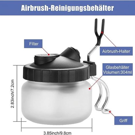SET Airbrush Spray Gun Wash Cleaning Tools Needle Nozzle Brush Glass Cleaning Pot Holder (1/4)
