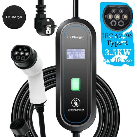Cargador portátil para vehículos eléctricos, potencia de salida de 3,5 kW, clasificación de impermeabilidad IP65. (1/2)