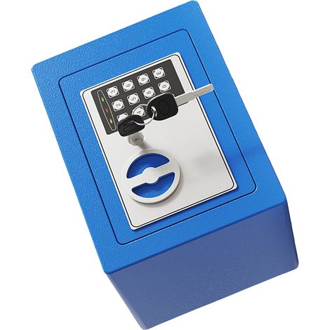 Coffre-fort mural ignifugé et étanche + pochette pour documents avec clavier et 2 clés de rechange - Sécurité numérique pour documents, argent, or, bijoux et objets de valeur - Bleu (0,17 pied cube) (1/5)